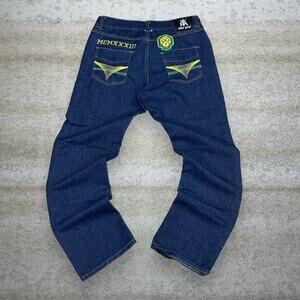 Vintage Y2K Red Ape Skater Wide Leg Jeans 32x30 Baggy Dark Wash Denim Rap